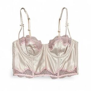 Victoria Secret Dream Angels Unlined Long Line Balconette Bra Bustier Pink 30A